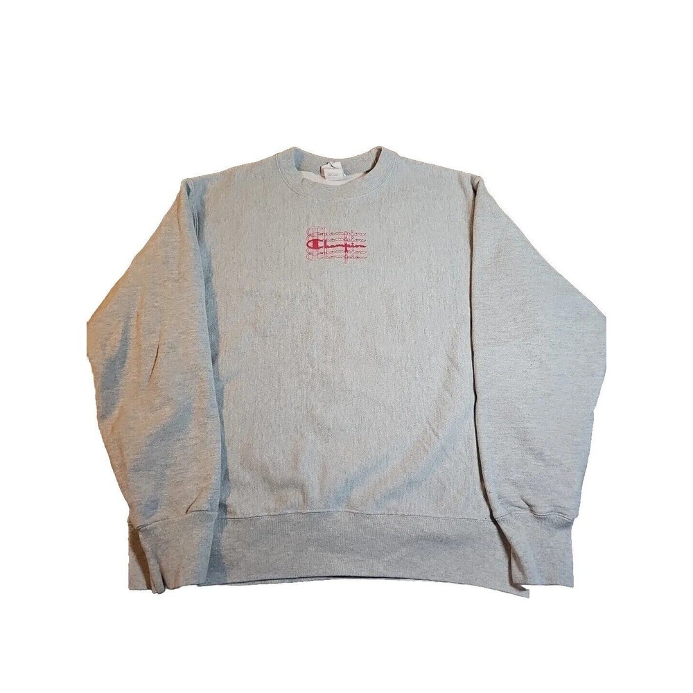 Vintage Champion Sweatshirt Mens Large Comfort Winter Workout Original Grey EUC